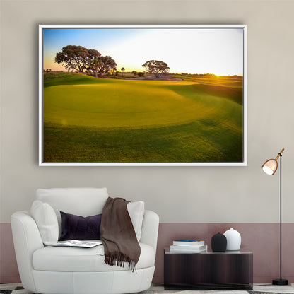 Sunrise On The Golf Course, Floating Framed Canvas Print Wall Art