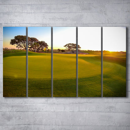 Sunrise On The Golf Course, Golf Art Print, Extra Large Canvas Print Wall Art