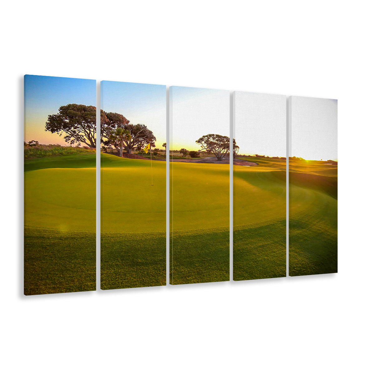 Sunrise On The Golf Course, Golf Art Print, Extra Large Canvas Print Wall Art