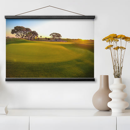 Sunrise On The Golf Course, Golf Art Print, Hanging Canvas Print Wall Art