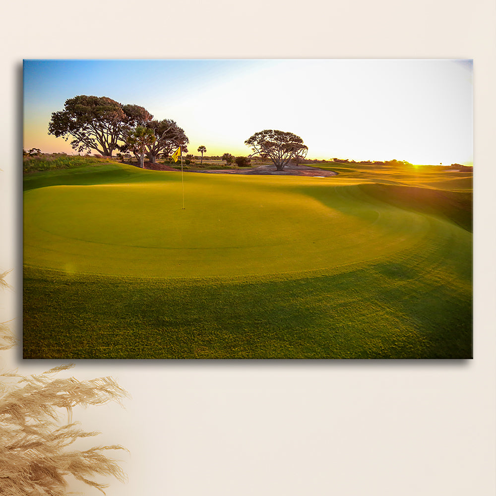 Sunrise On The Golf Course, Golf Art Print,Gifts Golf Lover