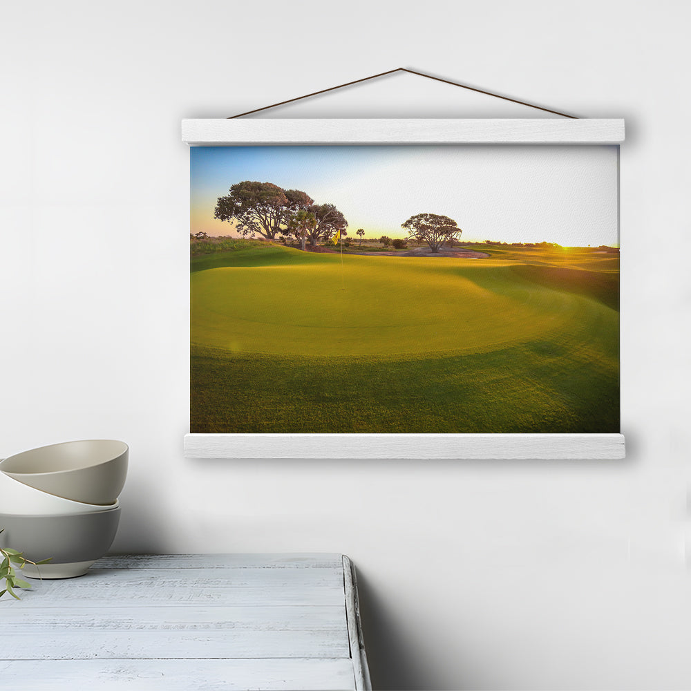 Sunrise On The Golf Course, Golf Art Print, Hanging Canvas Print Wall Art