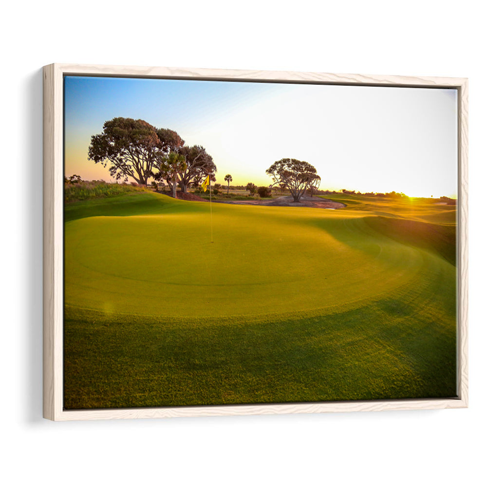 Sunrise On The Golf Course, Floating Framed Canvas Print Wall Art