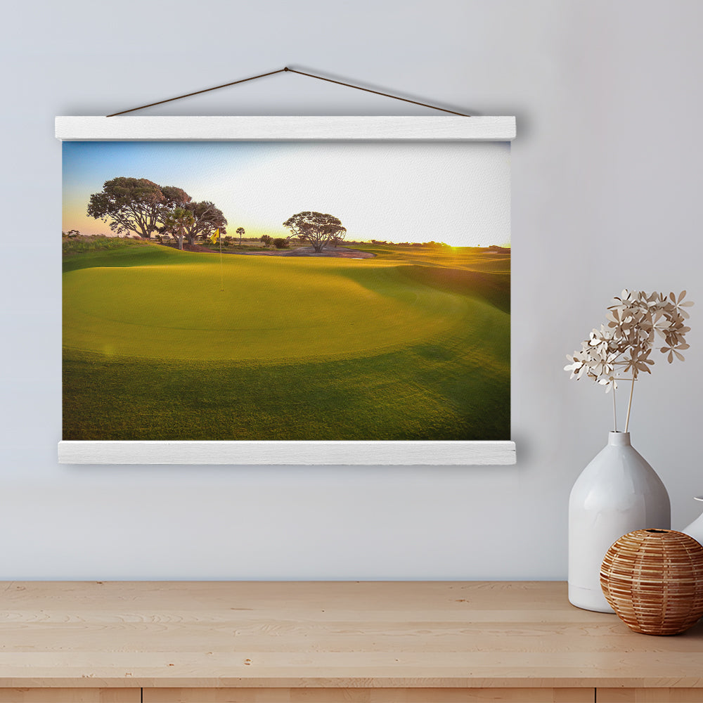 Sunrise On The Golf Course, Golf Art Print, Hanging Canvas Print Wall Art