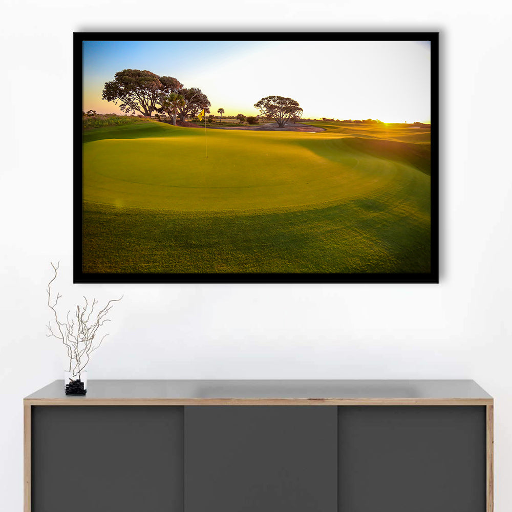 Sunrise On The Golf Course, Framed Art Print Wall Decor, Picture Framed