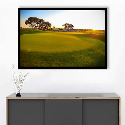 Sunrise On The Golf Course, Framed Art Print Wall Decor, Picture Framed
