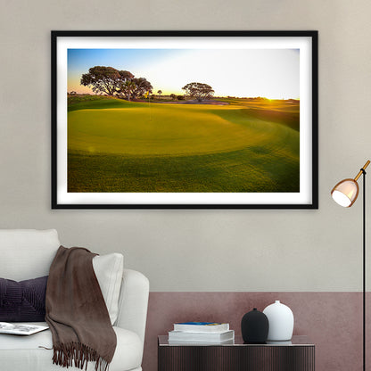 Sunrise On The Golf Course, Goft Art Print, Framed Art Print White Border Wall Decor