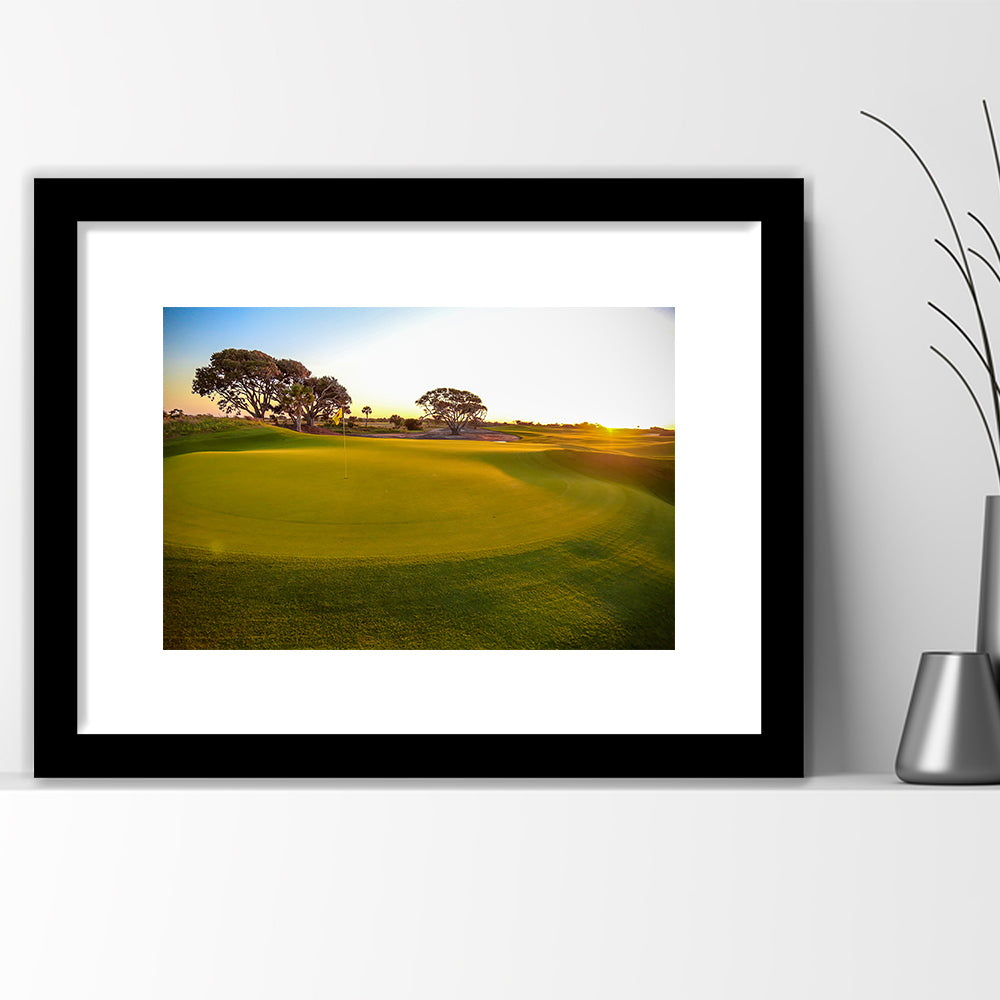 Sunrise On The Golf Course, Goft Art Print, Framed Art Print White Border Wall Decor