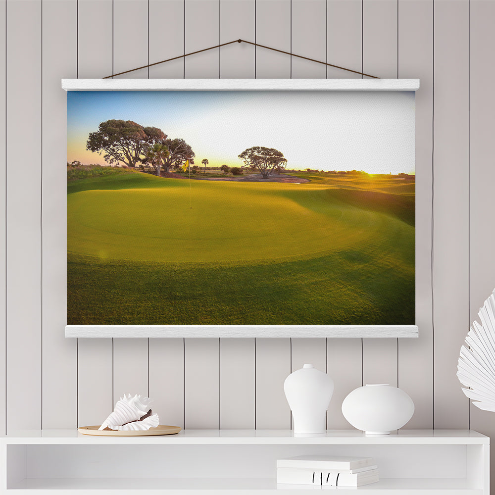 Sunrise On The Golf Course, Golf Art Print, Hanging Canvas Print Wall Art