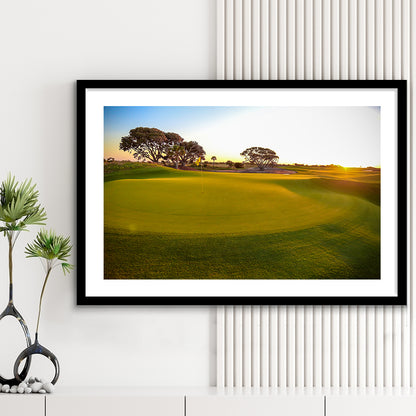 Sunrise On The Golf Course, Goft Art Print, Framed Art Print White Border Wall Decor