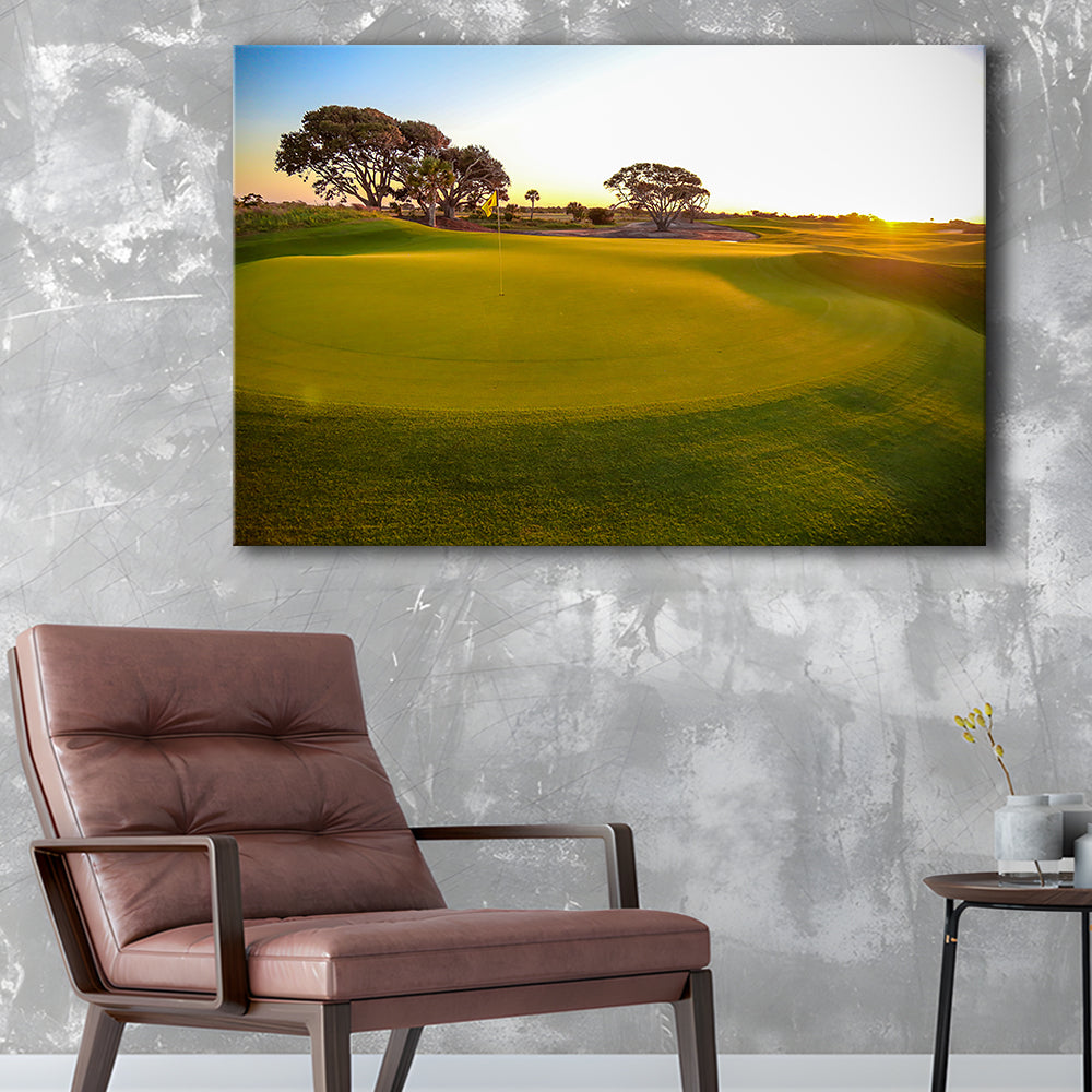 Sunrise On The Golf Course, Golf Art Print,Gifts Golf Lover