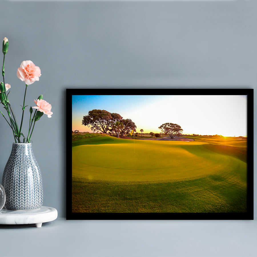 Sunrise On The Golf Course, Framed Art Print Wall Decor, Picture Framed