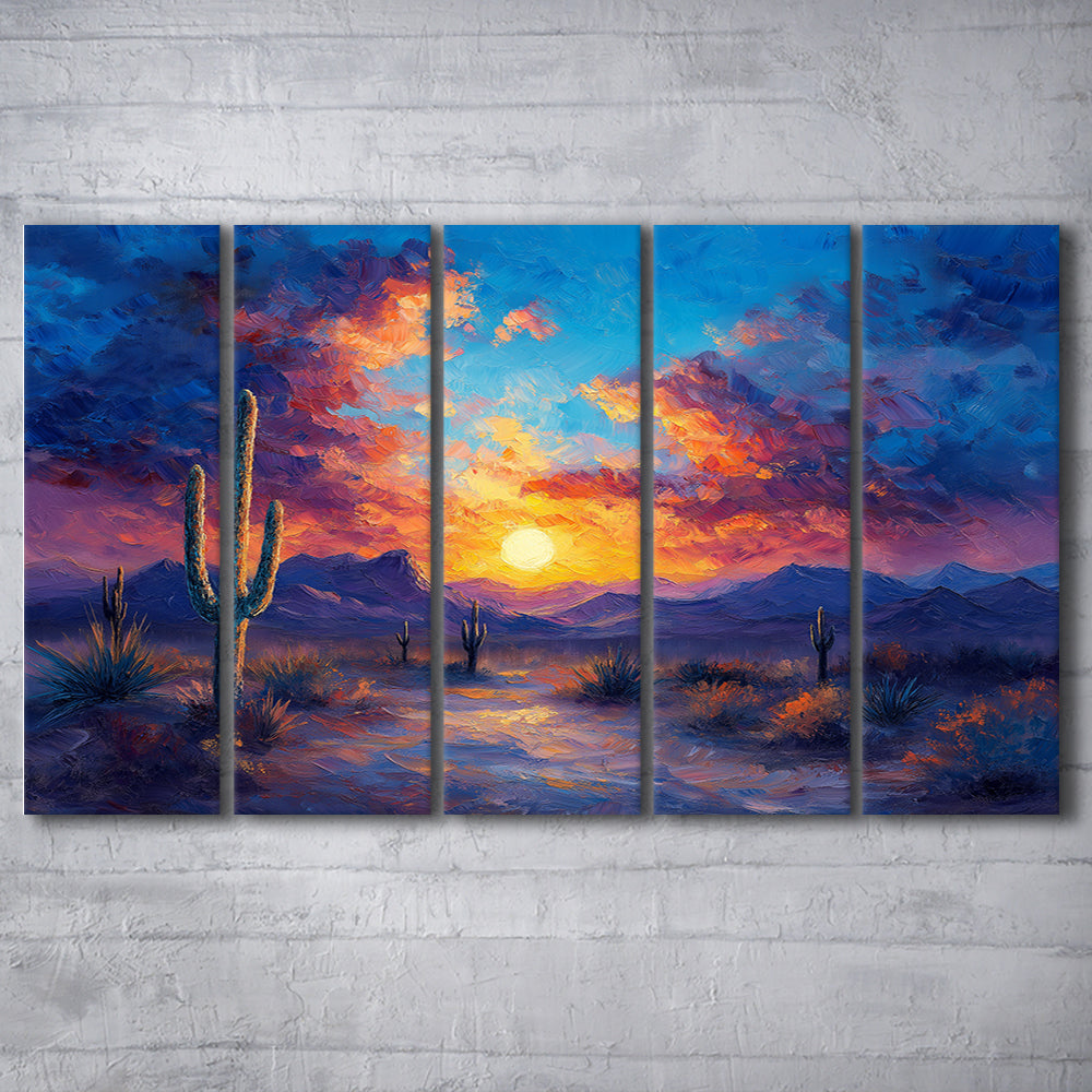 Sunset Oil Painting Moody Desert Pastel Cloud, Canvas Art Print, Painting Art, Multi Panels Canvas Print Wall Art