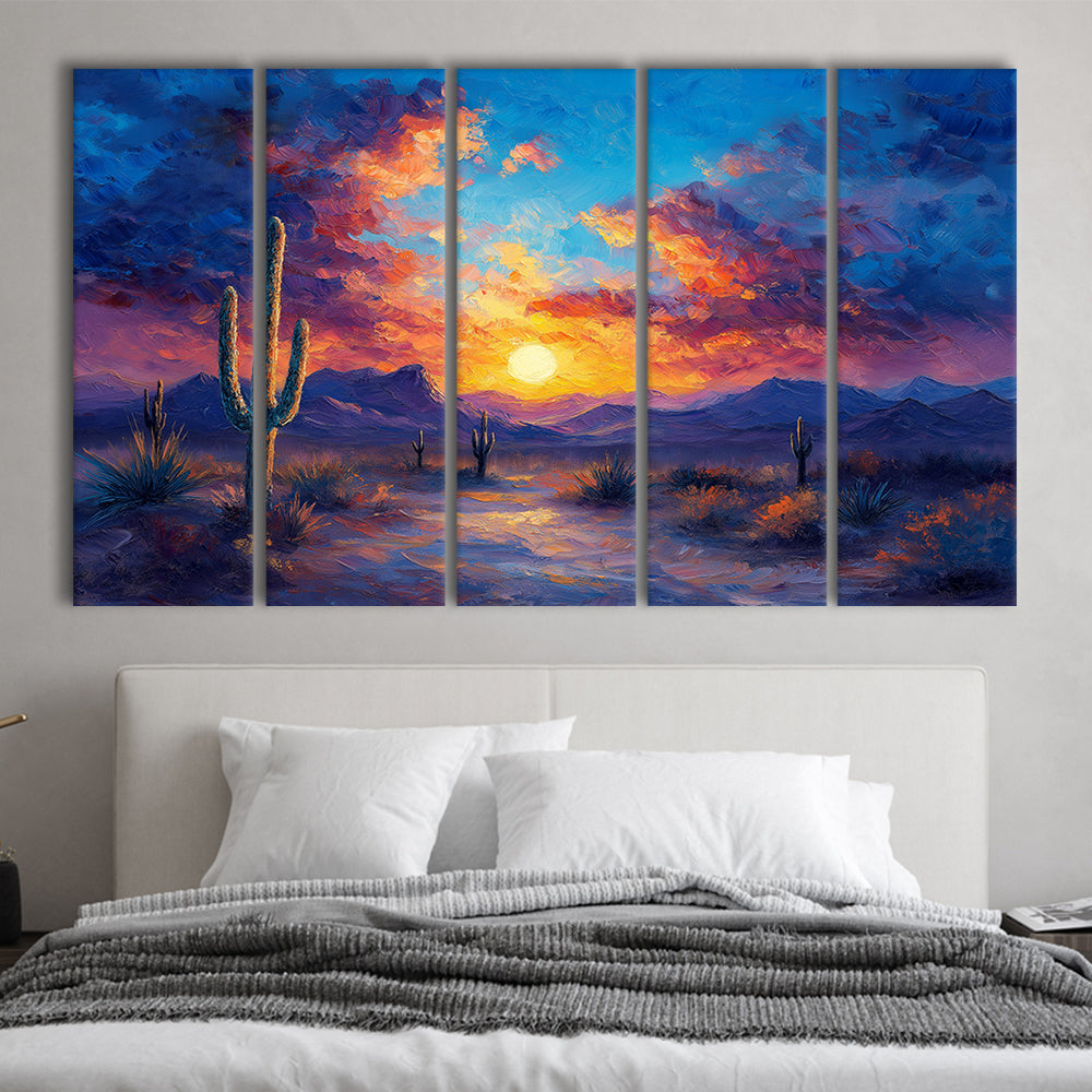 Sunset Oil Painting Moody Desert Pastel Cloud, Canvas Art Print, Painting Art, Multi Panels Canvas Print Wall Art