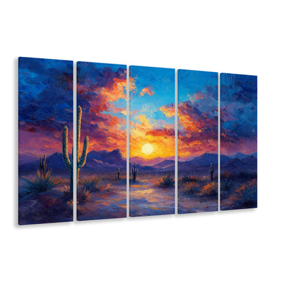 Sunset Oil Painting Moody Desert Pastel Cloud, Canvas Art Print, Painting Art, Multi Panels Canvas Print Wall Art