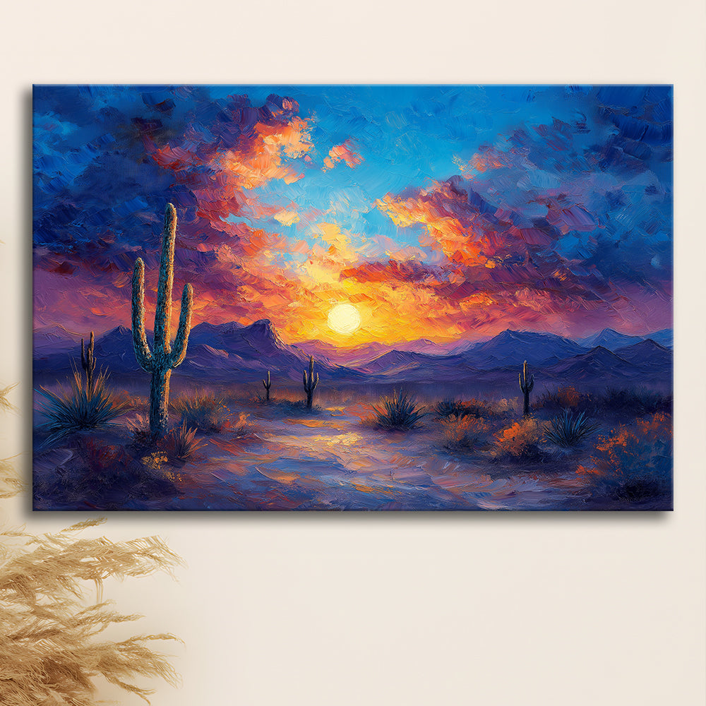Sunset Oil Painting Moody Desert Pastel Cloud, Canvas Art Decor Print, Painting Art, Canvas Print Wall Art Home Decor