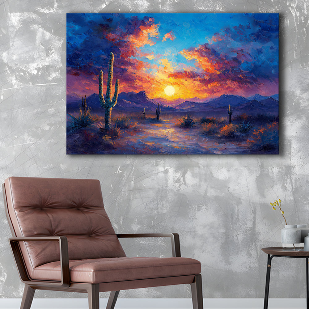 Sunset Oil Painting Moody Desert Pastel Cloud, Canvas Art Decor Print, Painting Art, Canvas Print Wall Art Home Decor