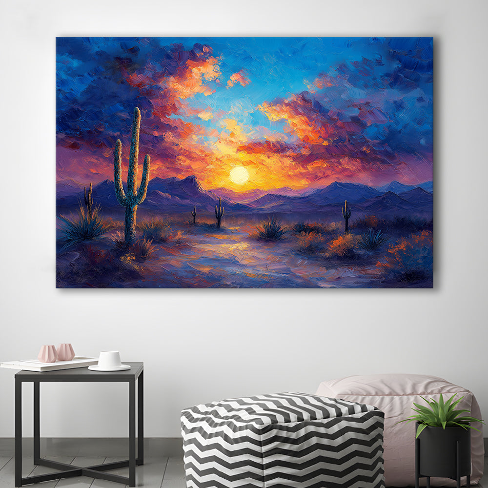 Sunset Oil Painting Moody Desert Pastel Cloud, Canvas Art Decor Print, Painting Art, Canvas Print Wall Art Home Decor