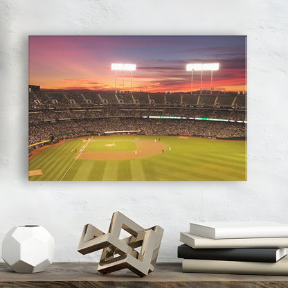 Sunset at Oakland Coliseum, Stadium Canvas, Sport Art, Gift for him, Man Cave Decor, Art Print, Canvas Print Wall Art