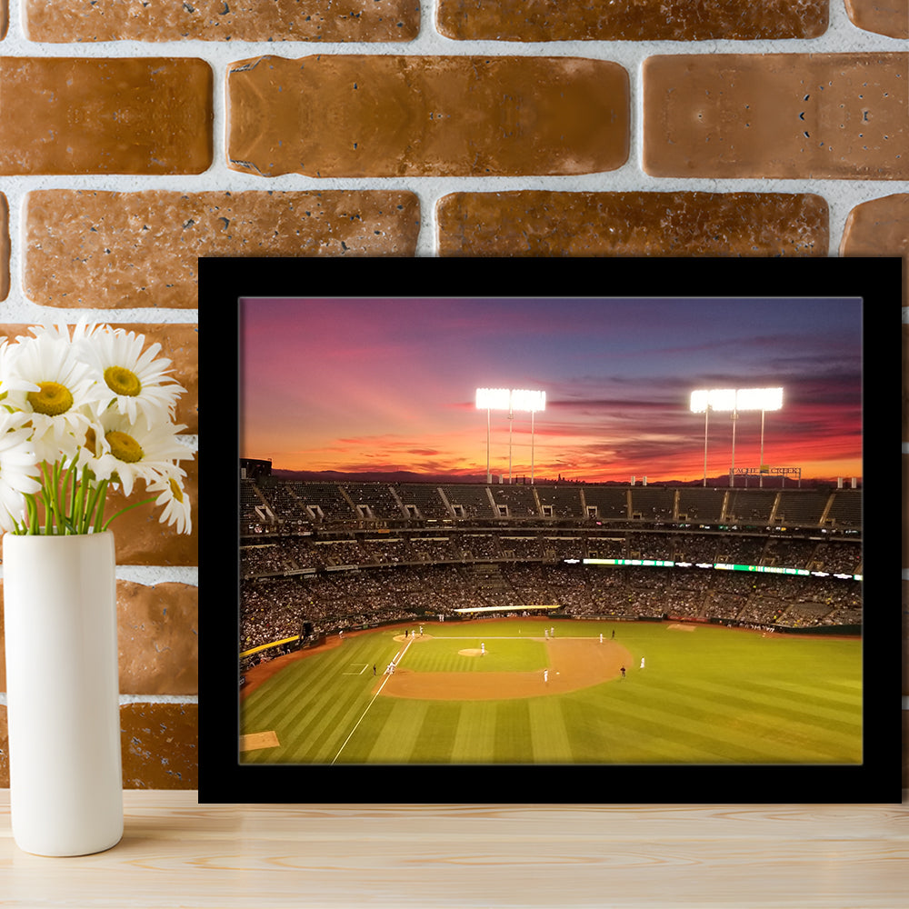 Sunset at Oakland Coliseum, Stadium Canvas, Sport Art, Gift for him, Framed Art Print Wall Decor, Picture Framed