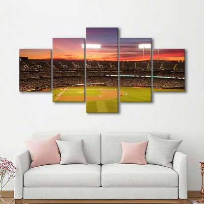 Sunset at Oakland Coliseum, Stadium Canvas, Sport Art, Gift for him, 5 Panel, Large Canvas, Canvas Print Wall Art