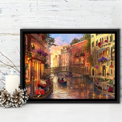 Sunset In Venice Canvas Wall Art Print, Framed Cavas Print, Floating Frame