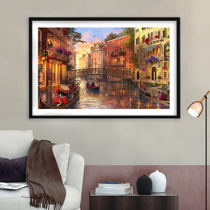 Sunset In Venice Wall Art Print, Framed Art Print White Border, Framed Picture