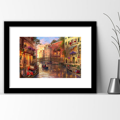 Sunset In Venice Wall Art Print, Framed Art Print White Border, Framed Picture