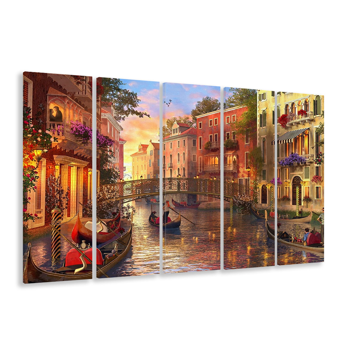 Sunset in Venice Canvas Wall Art Print, 5 Piece B Extra Large Cavas Print Wall Art Decor