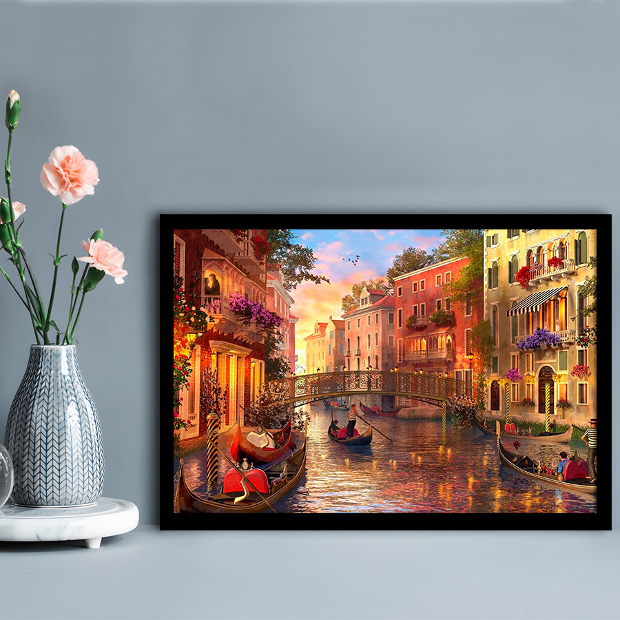 Sunset In Venice Art Wall Art Print, Framed Art Print, Picture Framed