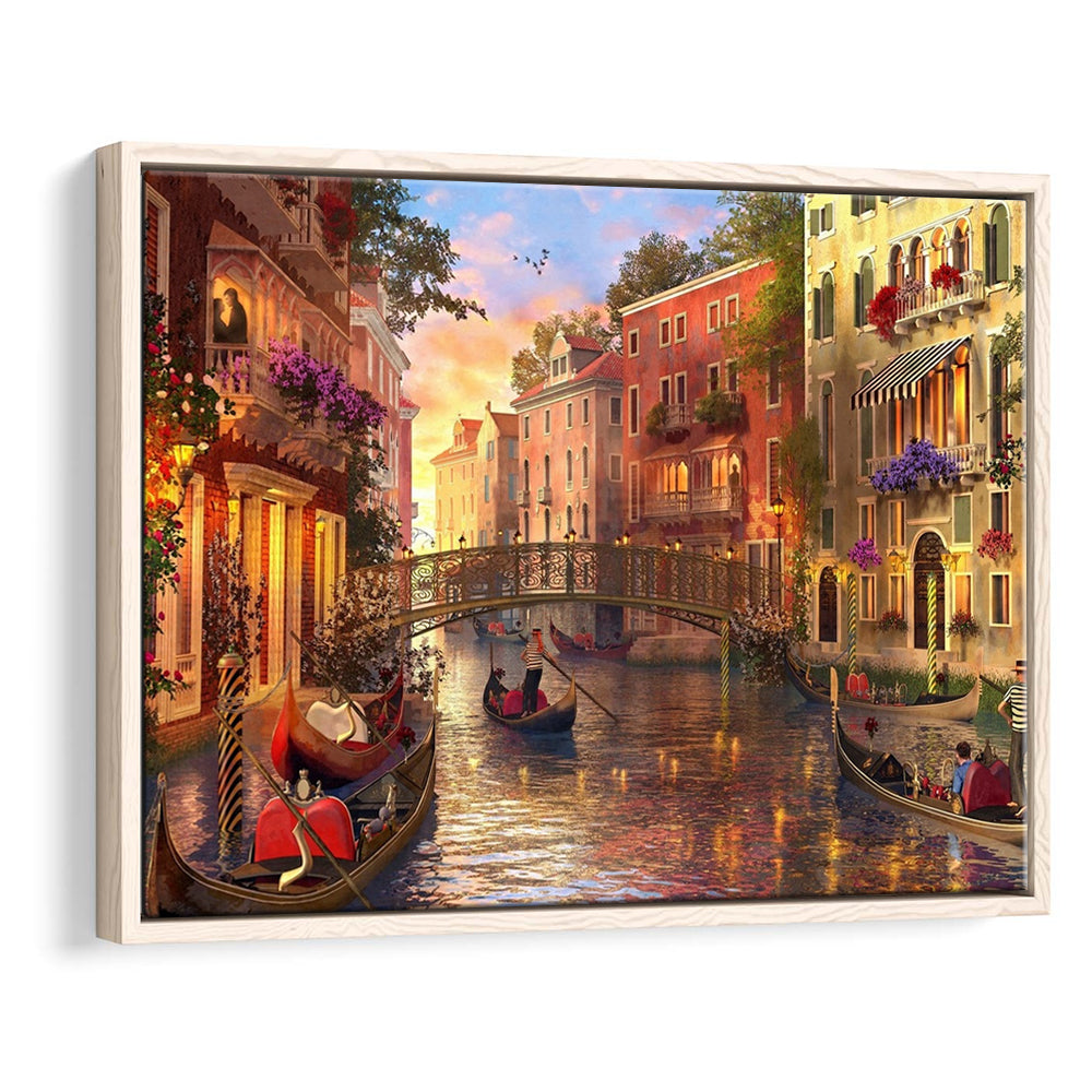 Sunset In Venice Canvas Wall Art Print, Framed Cavas Print, Floating Frame