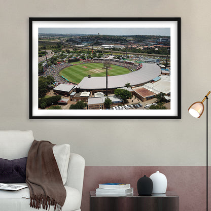 SuperSport Park, Stadium Canvas, Sport Art, Gift for him, White Border Framed Art Print Wall Decor