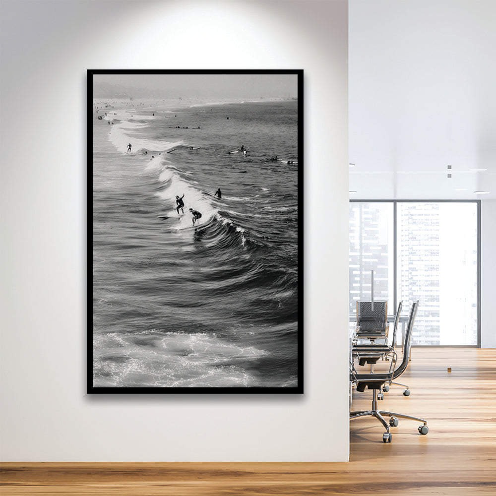 Surf California Wall Art Black and White, Beach Wall Art, Surfing Print, Framed Art Print Wall Decor