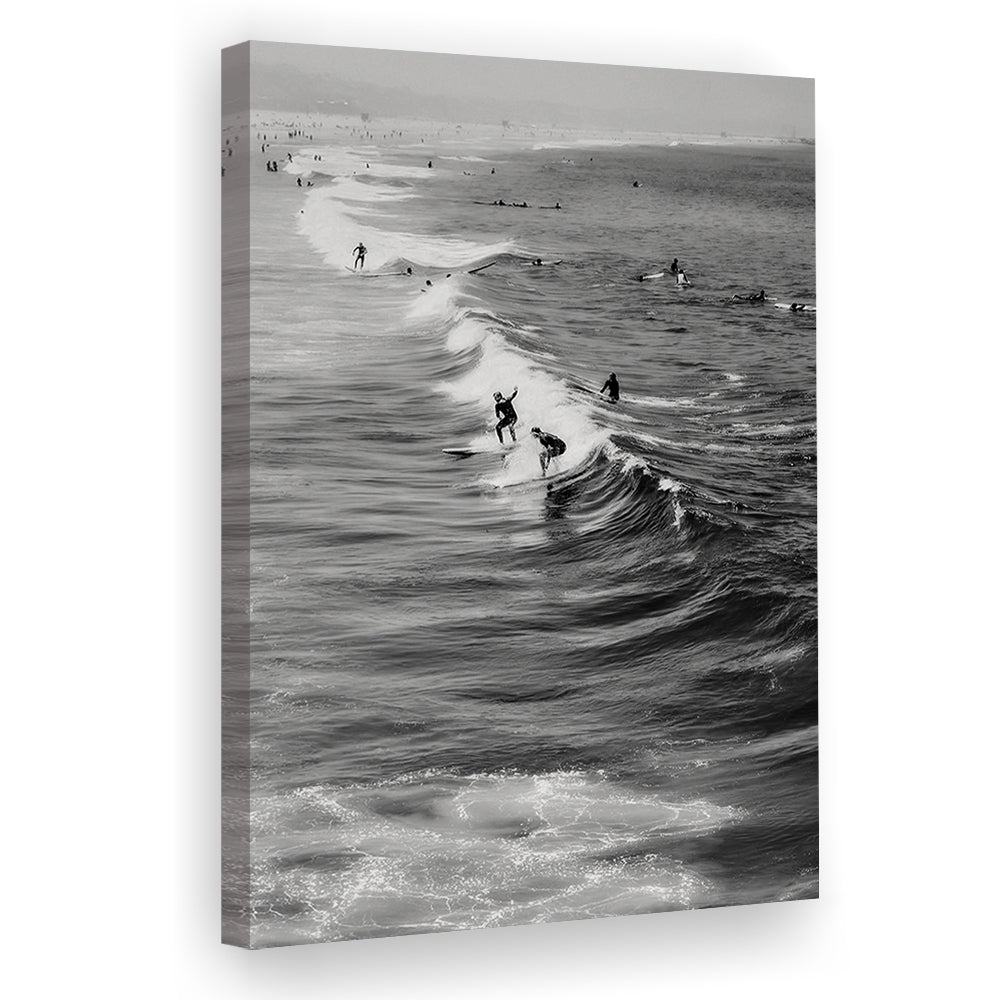 Surf California Wall Art Black and White, Beach Wall Art, Surfing Print, Canvas Print Wall Art