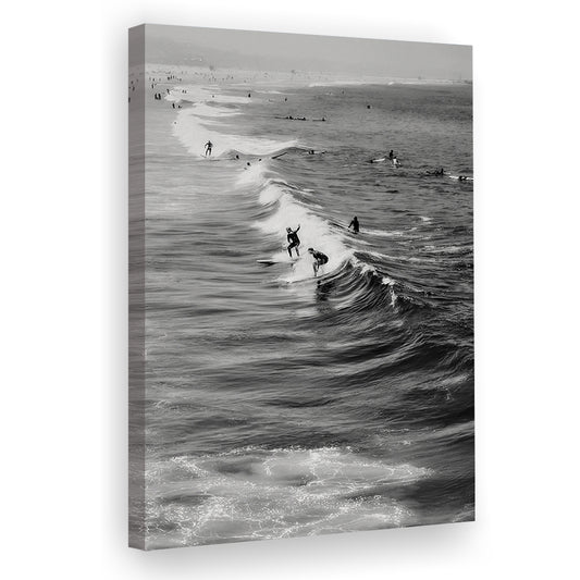 Surf California Wall Art Black and White, Beach Wall Art, Surfing Print, Canvas Print Wall Art