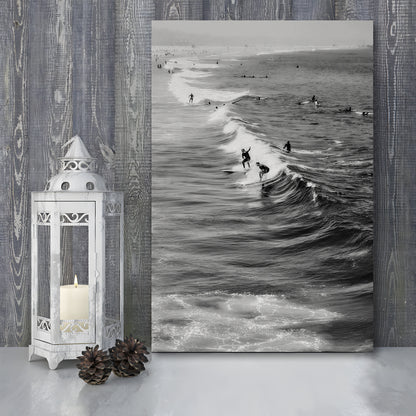 Surf California Wall Art Black and White, Beach Wall Art, Surfing Print, Canvas Print Wall Art