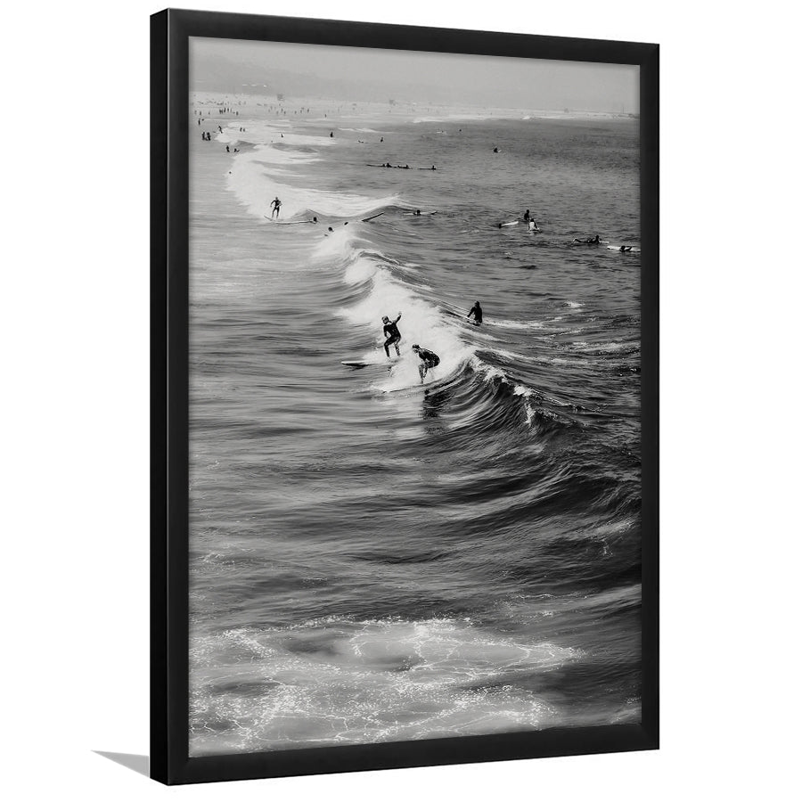 Surf California Wall Art Black and White, Beach Wall Art, Surfing Print, Framed Art Print Wall Decor