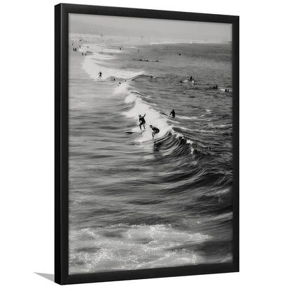Surf California Wall Art Black and White, Beach Wall Art, Surfing Print, Framed Art Print Wall Decor
