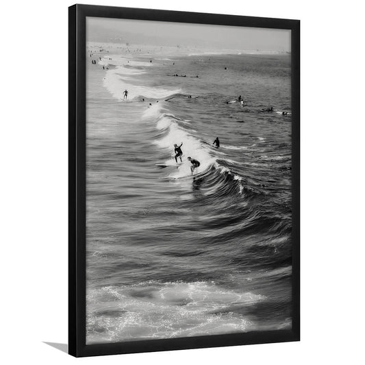 Surf California Wall Art Black and White, Beach Wall Art, Surfing Print, Framed Art Print Wall Decor