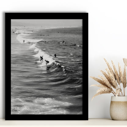 Surf California Wall Art Black and White, Beach Wall Art, Surfing Print, Framed Art Print Wall Decor
