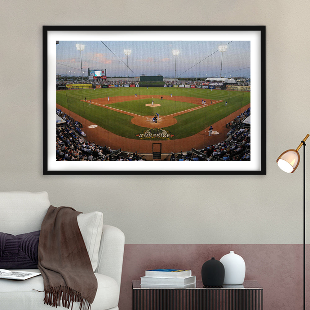 Surprise Stadium, Stadium Canvas, Sport Art, Gift for him, White Border Framed Art Print Wall Decor