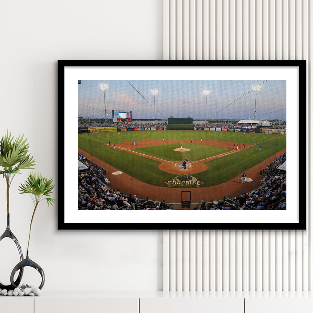 Surprise Stadium, Stadium Canvas, Sport Art, Gift for him, White Border Framed Art Print Wall Decor