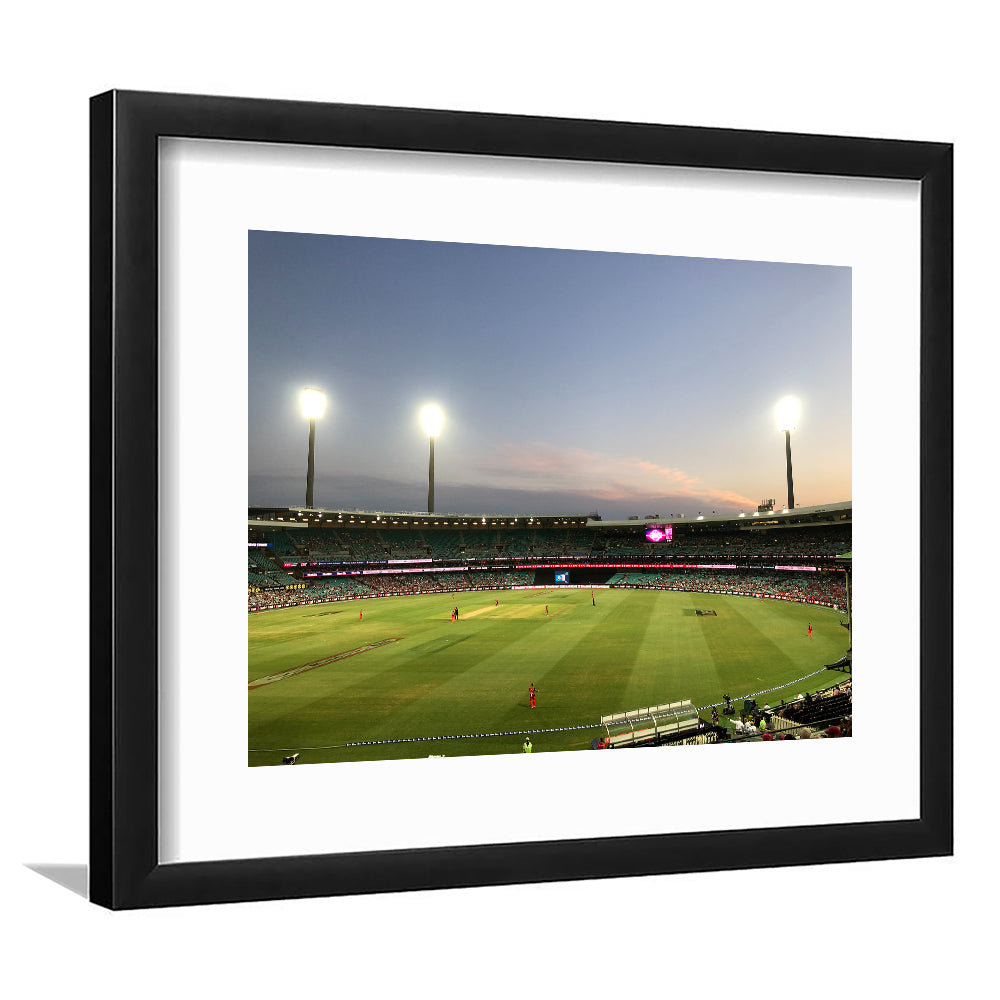 Sydney Cricket Ground Stadium, Stadium Canvas, Sport Art, Gift for him, White Border Framed Art Print Wall Decor