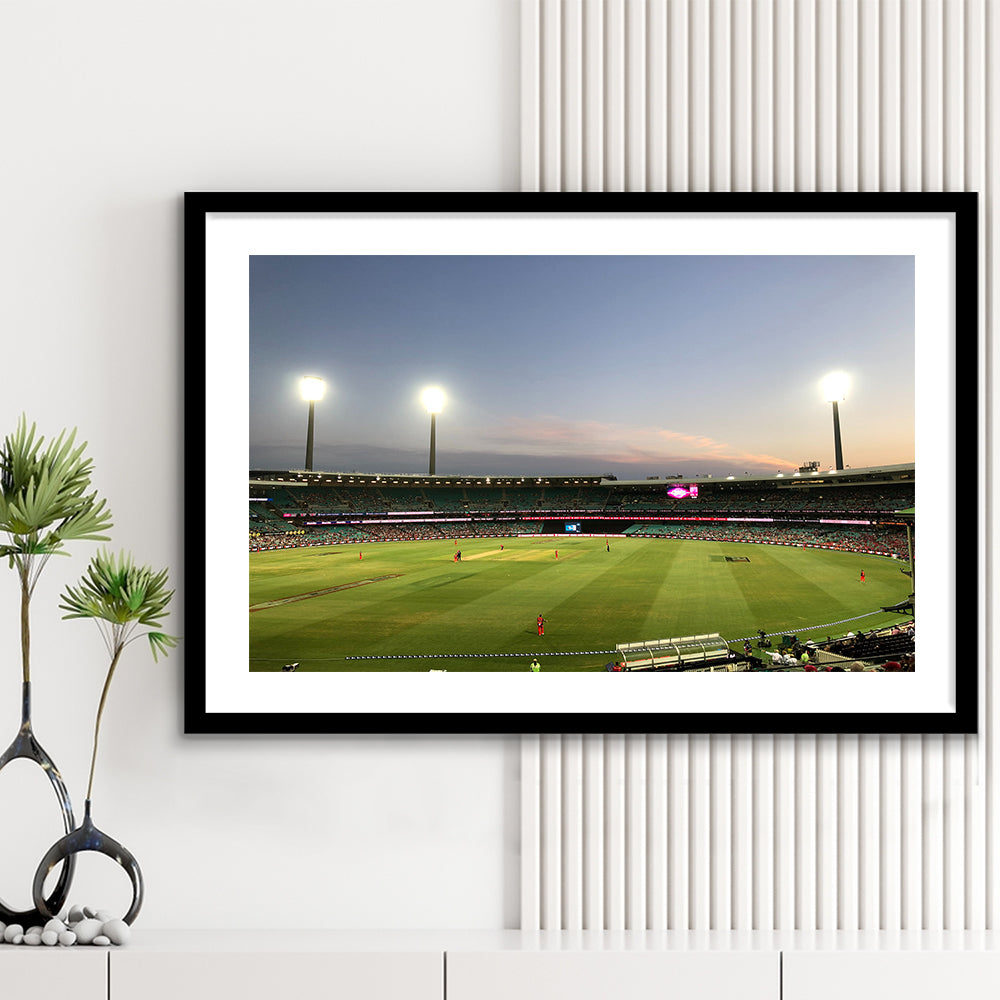 Sydney Cricket Ground Stadium, Stadium Canvas, Sport Art, Gift for him, White Border Framed Art Print Wall Decor