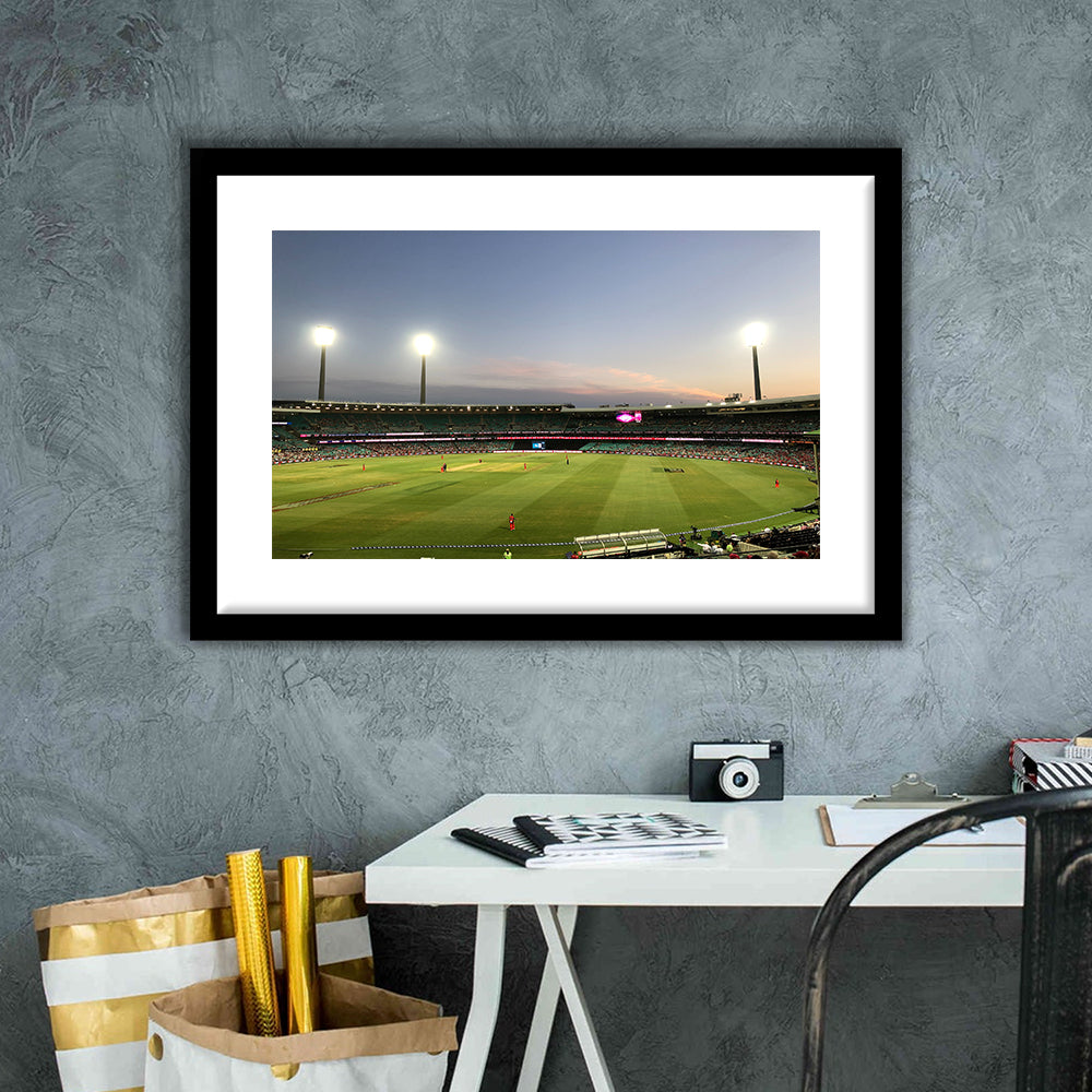 Sydney Cricket Ground Stadium, Stadium Canvas, Sport Art, Gift for him, White Border Framed Art Print Wall Decor