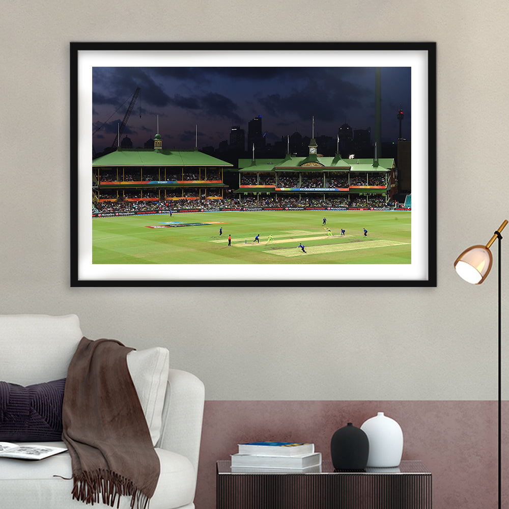 Sydney Cricket Ground in Australia, Stadium Canvas, Sport Art, Gift for him, White Border Framed Art Print Wall Decor