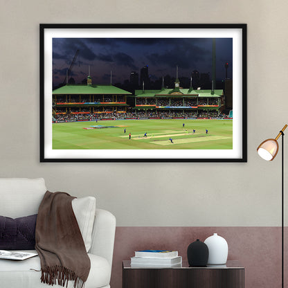 Sydney Cricket Ground in Australia, Stadium Canvas, Sport Art, Gift for him, White Border Framed Art Print Wall Decor