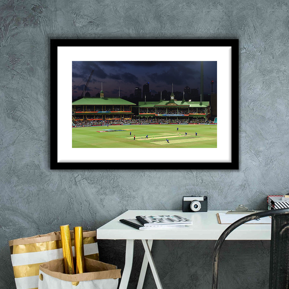 Sydney Cricket Ground in Australia, Stadium Canvas, Sport Art, Gift for him, White Border Framed Art Print Wall Decor