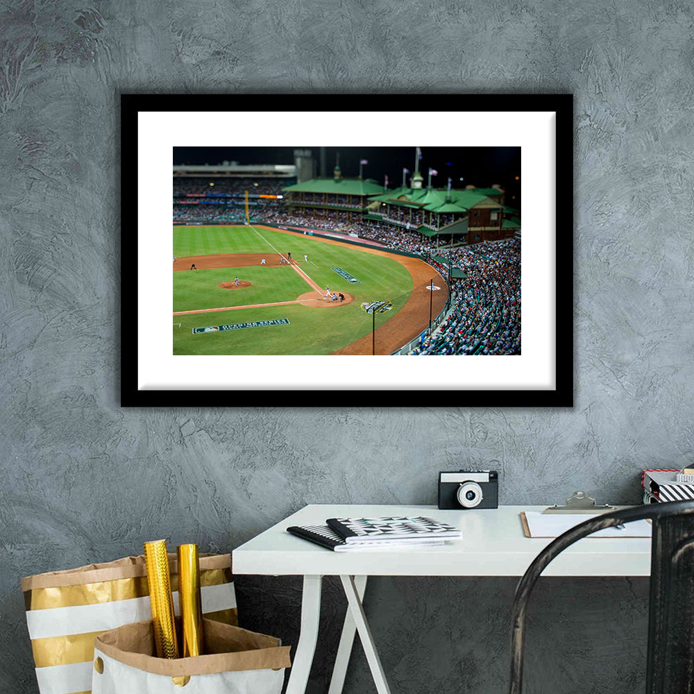Sydney Cricket Ground in Moore Park, Stadium Canvas, Sport Art, Gift for him, White Border Framed Art Print Wall Decor