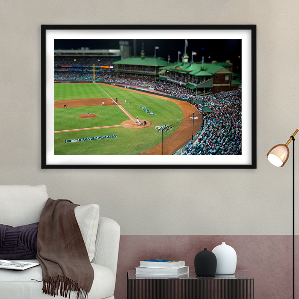 Sydney Cricket Ground in Moore Park, Stadium Canvas, Sport Art, Gift for him, White Border Framed Art Print Wall Decor